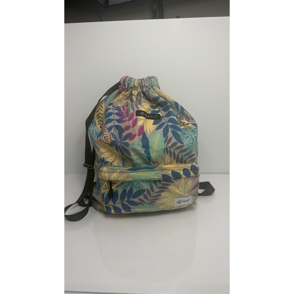 Risefit Drawstring Backpack Tropical Leaf Floral Cinch Bag Gym Sports Travel